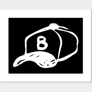 Letter B Hat Doodle White Posters and Art